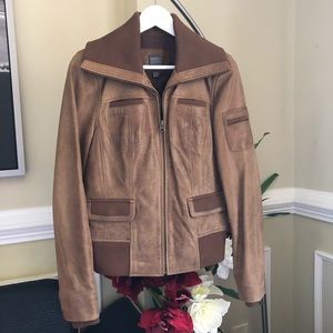 MAKE + MODEL 100% Leather Brown Jacket, size M